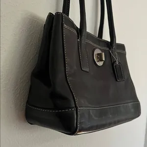 Coach Hampton Madeline Black Leather Satchel Bag Y2K Vintage Carryall Purse thumbnail 4