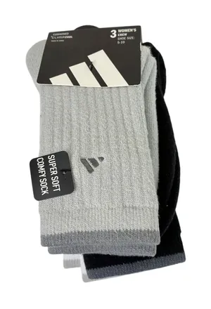 Adidas Cushioned ClimaCool Womens Crew Socks NWT Shoe Size 5-10 Gray White Black thumbnail 1