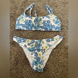Floral Bikini Knot Front Size XL Blue thumbnail 4