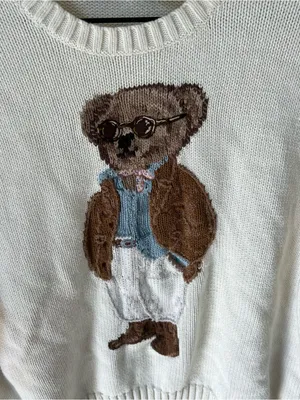 Ralph Lauren Polo Bear Cotton Crewneck Sweater in Parchment Cream thumbnail 6
