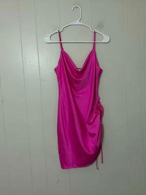 Hello Molly Mad About Me Satin Mini Dress Hot Pink Size S NWT thumbnail 2