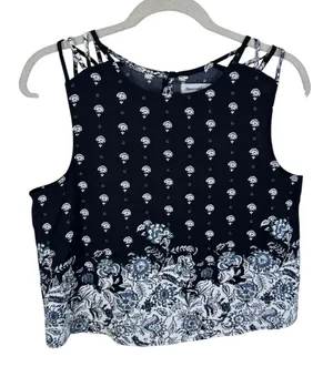 Abercrombie & Fitch Floral Cropped Strappy Lightweight Tank Blouse Size Medium‎ thumbnail 1
