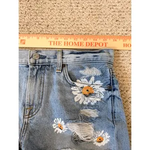 7 For‎ All Mankind Destroy & Daisies Frayed Cutoff Denim Shorts Sz 28 Boho Y2K thumbnail 7