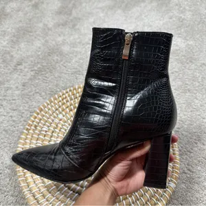 Billini Women’s Alden Boots Booties Block Heels Zip Side Party in Black Croco 7 thumbnail 14
