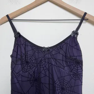 Women‎ Fairy Grunge Whimsigoth Babydoll Slip Dress Purple Black Spiderweb Goth thumbnail 3
