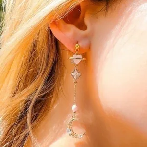 Anthropologie LA MENO swinging moon earrings thumbnail 1