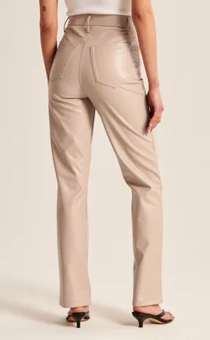 Abercrombie Taupe Leather Pants thumbnail 2