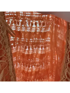 Anthropologie Let Me Be Orange Fringe Tube Strapless Mini Dress NWT Sz L Large thumbnail 12