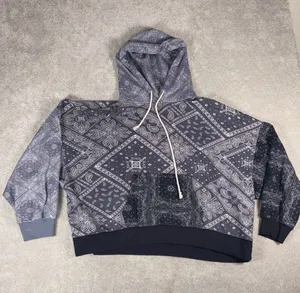 American Eagle Hoodie Women's L Blue Bandana Print Oversized Sweatshirt Pullover thumbnail 1