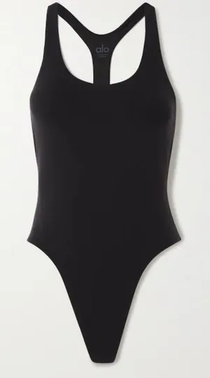 Alo Yoga Sleek Back Stretch Bodysuit Black S thumbnail 1