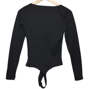 Women's Abercrombie & Fitch Soft AF Black Nylon Long Sleeve V-Neck Bodysuit Sz S thumbnail 2