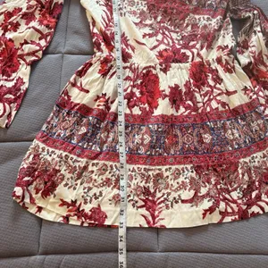 Free‎ People Mini Dress Sz MED Modern Nomad Off-Shoulder Floral Boho Bell Sleeve thumbnail 9
