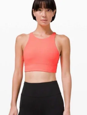 Coral Sunset Ribbed Long Line Energy Bra thumbnail 6