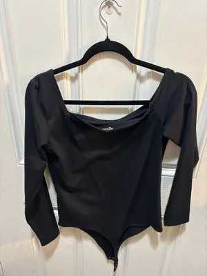 Abercrombie & Fitch Soft A&F Collection Long Sleeve Bodysuit Black Size L thumbnail 6