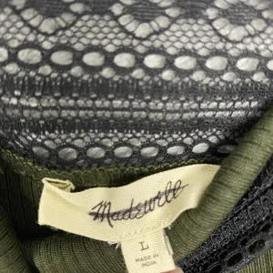 Madewell Camisole Women Large Green Ribbed Lace Trim Spaghetti Strap NY280 NEW thumbnail 6