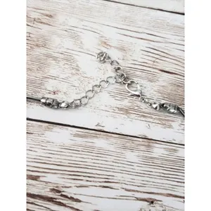 Vintage Necklace - Wavy Silver Tone with Turquoise Tone Pendant thumbnail 4