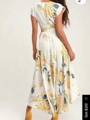 Lulus French Countryside White and Yellow Floral Print High-Low Dress Size XL thumbnail 2