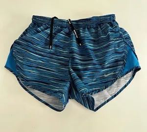 Nike Womens Athletic Running Shorts Blue Black Striped Elastic Waist Casual‎ thumbnail 1