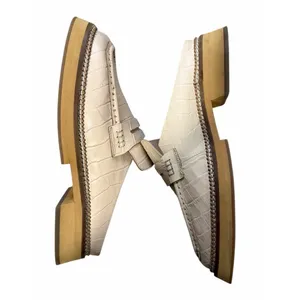 Free‎ People Lilith Loafer Mules Cream Crocodile Print Women's Size 38 thumbnail 6