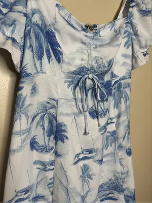 Show Me Your MuMu Della Mini Dress- Sail Away Toile Tropical Print thumbnail 9