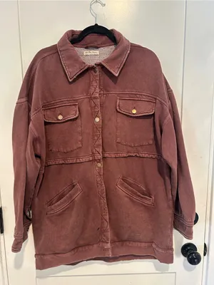 We The Free Free People Dawson Chore Jacket in Washed Chocolate Brown Size Medium thumbnail 1