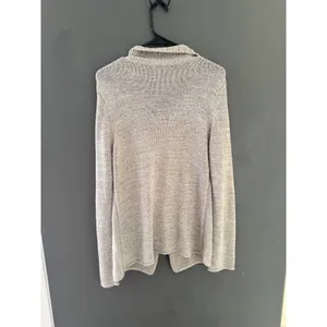 Coldwater Creek Oatmeal Taupe Frog Closure Cardigan Sweater Metallic Knit Medium thumbnail 4