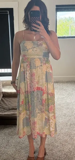 MINKPINK Floral Patchwork Midi Dress XS Cottagecore Boho thumbnail 1