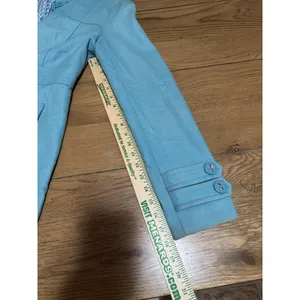 Retro Mod‎ Quiet Luxury Classic Anthropologie Tulle Wool Peacoat Tiffany Blue S thumbnail 8