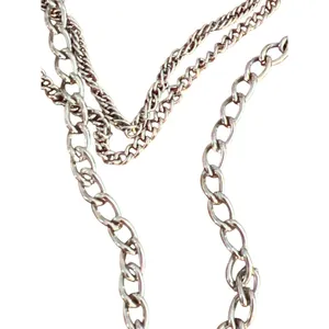 Vintage Silver Tone Multi Chain Locket Necklace Antique Portraits Layered Estate thumbnail 2