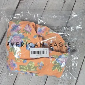 Aerie Floral Printed Ruffle Scoop‎ Bikini Top in Apricot Wash XL NWT thumbnail 9