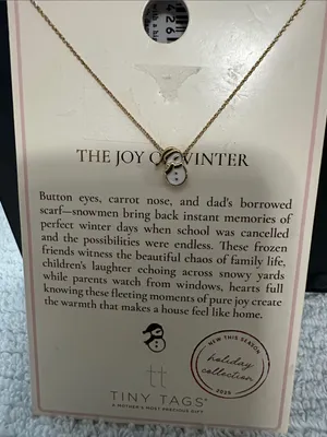 Gold Snowman Pendant Necklace - White Enamel NWT by Tiny Tags thumbnail 2