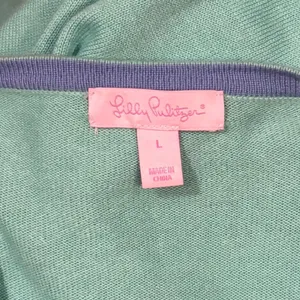 Lilly Pulitzer Charter Aqua Sweater Palm Leaf Design Wool Blend Long Sleeve Size thumbnail 7
