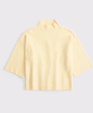 Abercrombie Yellow Mockneck Sweater Tee thumbnail 3