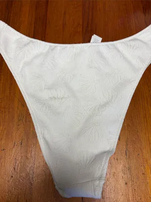 aerie White Textured Shell High-Cut Bikini Bottoms Lined XL thumbnail 4