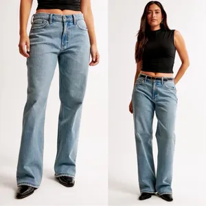 Abercrombie • Curve Love Low Rise Baggy Jean medium light wash faded distressed loose thumbnail 5