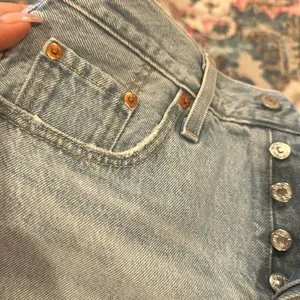 Levi’s Blue Distressed Button Fly Jean Shorts with Frayed Hem 25 thumbnail 8