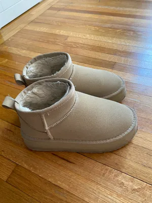 Platform Mini Boots Tan Size 6 thumbnail 5