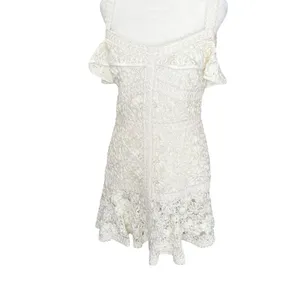 Alexis Linzi Ivory Lace Ruffle Mini Dress L Bridal Shower Bachelorette thumbnail 6