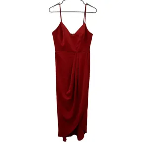 Lulus Reinette‎ Rust Red Sleeveless Pleated Overlapped Midi Dress Size S thumbnail 4