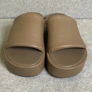H&M Platform Slide Sandals Women's Size 40 US‎ 9 Taupe Brown Padded Chunky EUC thumbnail 2