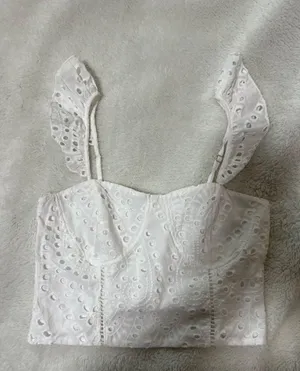 White ruffle top thumbnail 1