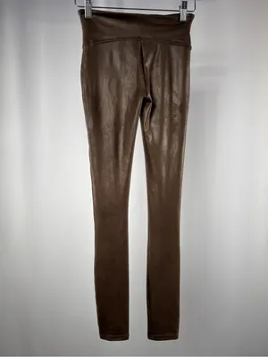 SPANX Faux Leather Leggings In Bronze Metal Size XS thumbnail 5