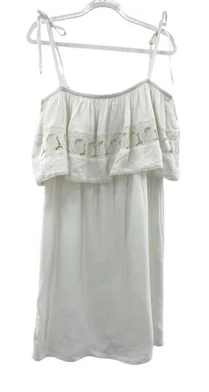 New L*Space Women's White Jaclyn Dress Large Boho Festival Tie Sleeve Flowy‎ thumbnail 1
