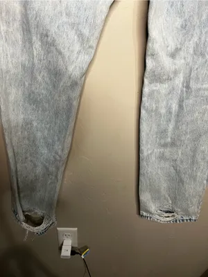Kancan High Rise Button Fly Distressed Acid Wash Straight Leg Denim Jeans‎ thumbnail 10