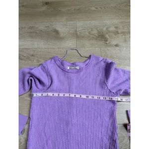EUC We the Free Free People Thermal Waffle knit Top Purple stretch Size Small thumbnail 5