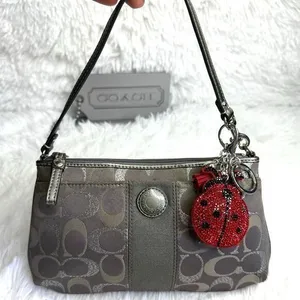 COACH y2k Gray Silver Signature Canvas Mini Purse Wristlet thumbnail 1
