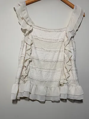 Anthropologie Ruffle Lace Trim Blouse thumbnail 3