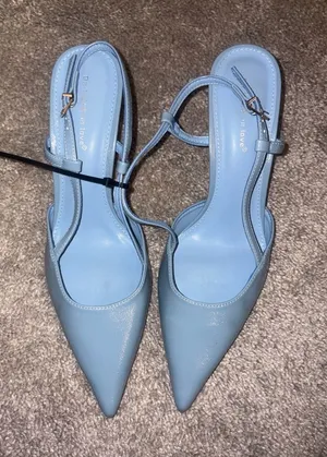 Classic steal Blue Pointed Toe Slingback Heels size 41 new thumbnail 1