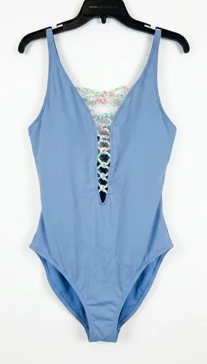 Lilly Pulitzer‎ Blue Isle Lattice Plunging V-Neck One-Piece Swimsuit 12 thumbnail 1