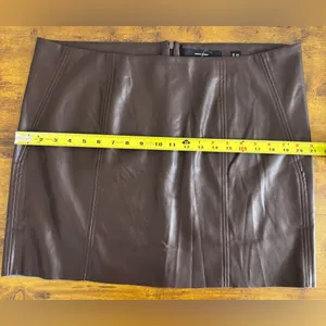 NWT Vero Moda Women's XL Faux-Leather High-Rise Mini Skirt Coffee Bean Brown thumbnail 6